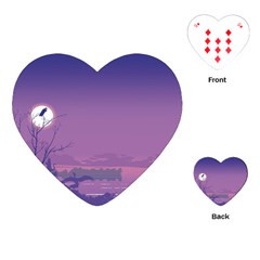 Abstract Tropical Birds Purple Sunset  Playing Cards (heart) 