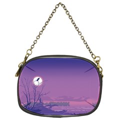 Abstract Tropical Birds Purple Sunset  Chain Purses (one Side)  by WaltCurleeArt