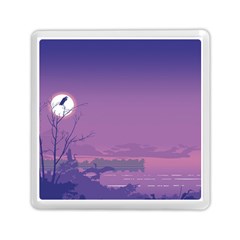 Abstract Tropical Birds Purple Sunset  Memory Card Reader (square)  by WaltCurleeArt