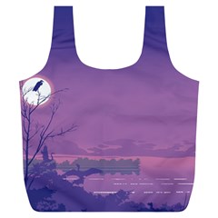 Abstract Tropical Birds Purple Sunset  Full Print Recycle Bags (l) 