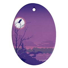 Abstract Tropical Birds Purple Sunset Ornament (Oval) 