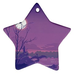 Abstract Tropical Birds Purple Sunset Ornament (star)  by WaltCurleeArt