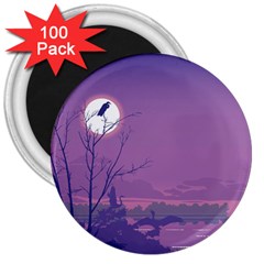 Abstract Tropical Birds Purple Sunset 3  Magnets (100 Pack)