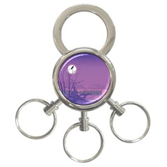 Abstract Tropical Birds Purple Sunset 3-Ring Key Chains