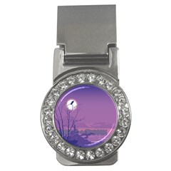 Abstract Tropical Birds Purple Sunset Money Clips (CZ) 