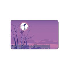 Abstract Tropical Birds Purple Sunset Magnet (name Card) by WaltCurleeArt