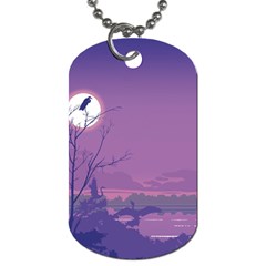 Abstract Tropical Birds Purple Sunset Dog Tag (one Side) by WaltCurleeArt