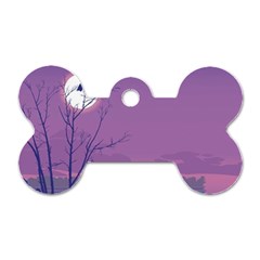 Abstract Tropical Birds Purple Sunset Dog Tag Bone (Two Sides)