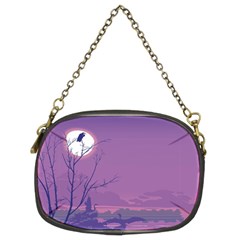 Abstract Tropical Birds Purple Sunset Chain Purses (Two Sides) 