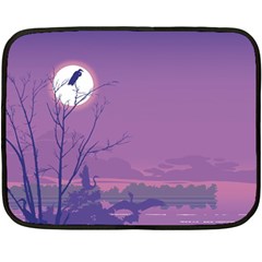 Abstract Tropical Birds Purple Sunset Double Sided Fleece Blanket (Mini) 