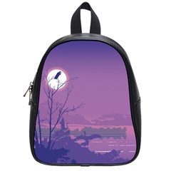 Abstract Tropical Birds Purple Sunset School Bags (Small) 