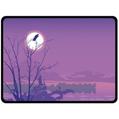 Abstract Tropical Birds Purple Sunset Fleece Blanket (Large) 