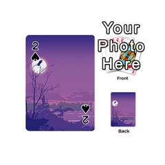 Abstract Tropical Birds Purple Sunset Playing Cards 54 (Mini) 