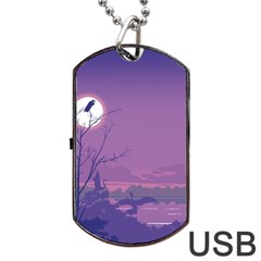 Abstract Tropical Birds Purple Sunset Dog Tag Usb Flash (one Side) by WaltCurleeArt