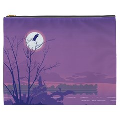 Abstract Tropical Birds Purple Sunset Cosmetic Bag (XXXL) 