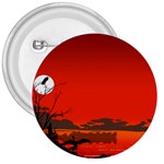 Tropical Birds Orange Sunset Landscape 3  Buttons Front