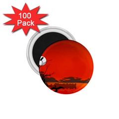 Tropical Birds Orange Sunset Landscape 1 75  Magnets (100 Pack)  by WaltCurleeArt