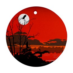 Tropical Birds Orange Sunset Landscape Ornament (round)  by WaltCurleeArt