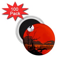 Tropical Birds Orange Sunset Landscape 1 75  Magnets (100 Pack)  by WaltCurleeArt