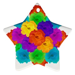Flowes Collage Ornament Star Ornament (two Sides) 