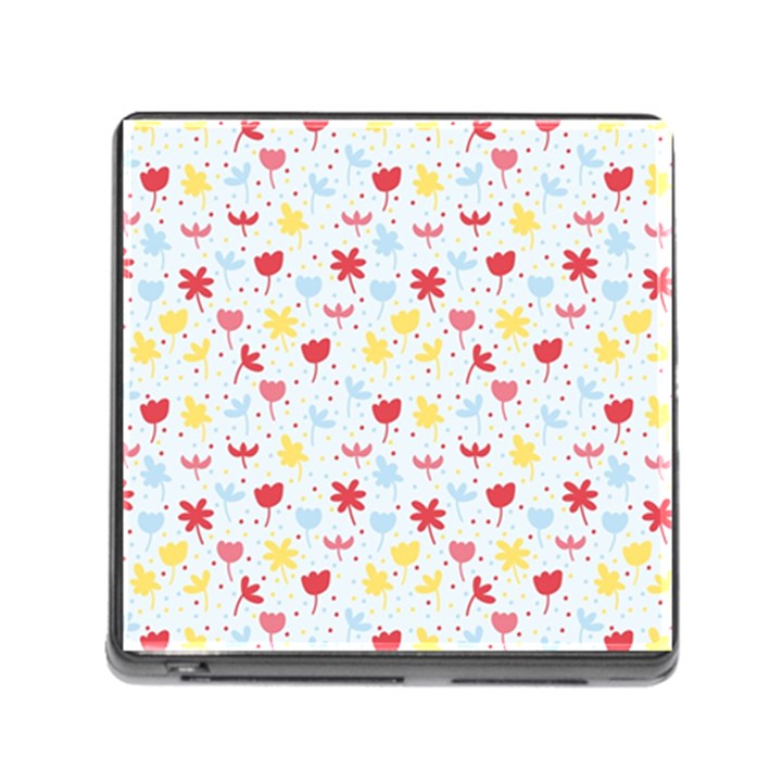 Seamless Colorful Flowers Pattern Memory Card Reader (Square)