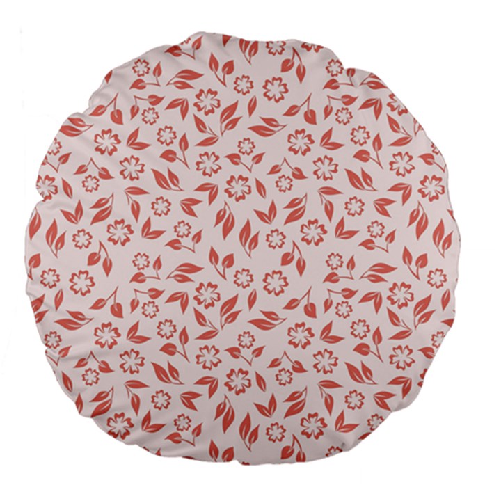 Red Seamless Floral Pattern Large 18  Premium Flano Round Cushions