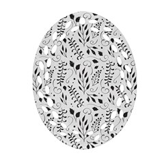 Hand Painted Floral Pattern Oval Filigree Ornament (2-side) 