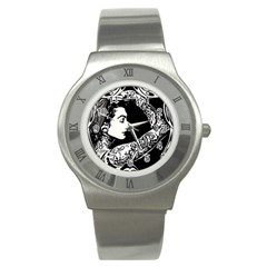 Tattooed Woman Stainless Steel Watch (slim)