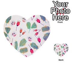 Hand Drawn Flowers Background Multi-purpose Cards (heart) 