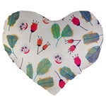 Hand Drawn Flowers Background Large 19  Premium Flano Heart Shape Cushions Front