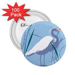 Egret 2 25  Buttons (100 Pack)  by WaltCurleeArt