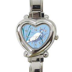 Egret Heart Italian Charm Watch by WaltCurleeArt