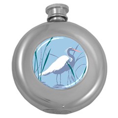 Egret Round Hip Flask (5 Oz) by WaltCurleeArt