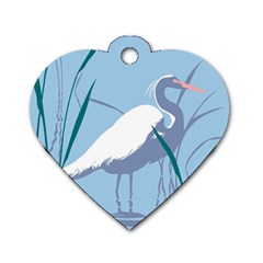 Egret Dog Tag Heart (two Sides) by WaltCurleeArt