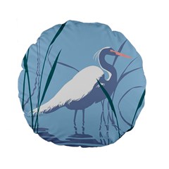 Egret Standard 15  Premium Flano Round Cushions by WaltCurleeArt