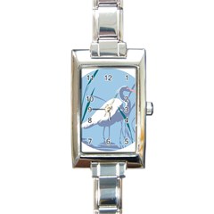 Egret Rectangle Italian Charm Watch by WaltCurleeArt