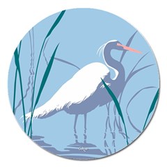 Egret Magnet 5  (round) by WaltCurleeArt