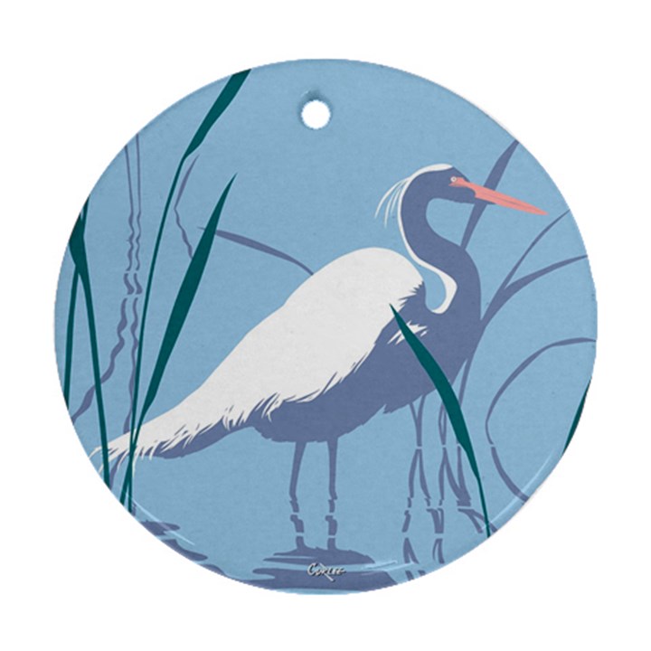 egret Round Ornament (Two Sides) 