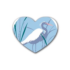 Egret Rubber Coaster (heart)  by WaltCurleeArt