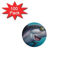 Sharky 1  Mini Buttons (100 Pack)  by WaltCurleeArt