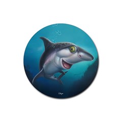 Sharky Rubber Round Coaster (4 Pack)  by WaltCurleeArt