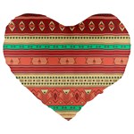 Hand Drawn Ethnic Shapes Pattern Large 19  Premium Flano Heart Shape Cushions Front