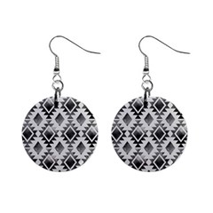 Hand Painted Black Ethnic Pattern Mini Button Earrings