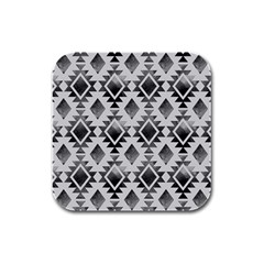 Hand Painted Black Ethnic Pattern Rubber Square Coaster (4 Pack)  by TastefulDesigns