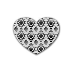 Hand Painted Black Ethnic Pattern Rubber Coaster (heart) 