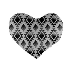 Hand Painted Black Ethnic Pattern Standard 16  Premium Heart Shape Cushions