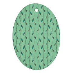 Seamless Lines And Feathers Pattern Ornament (oval)  by TastefulDesigns