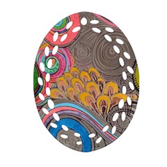 Rainbow Passion Oval Filigree Ornament (2-side)  by SugaPlumsEmporium