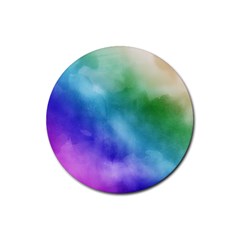 Rainbow Watercolor Rubber Round Coaster (4 pack) 