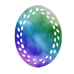 Rainbow Watercolor Oval Filigree Ornament (2-Side) 